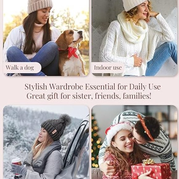 3 PCS Womens Beanie with Pom Pom,‎ Knit Beanie Hats for Women Winter and Fall - Picture 6 of 6